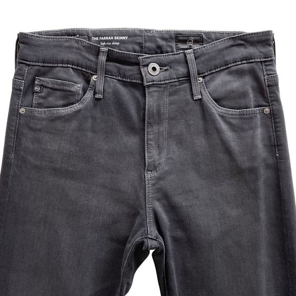 Ag Jeans Adriano Goldschmied Farrah Skinny High Rise Jean Stretch Grey Mist 25R - Picture 3 of 10
